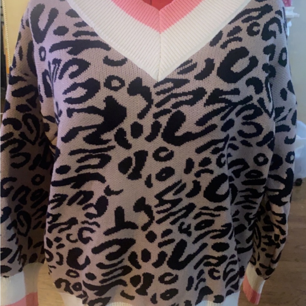 NWT- leopard print V-neck sweater from Vintage Leopard